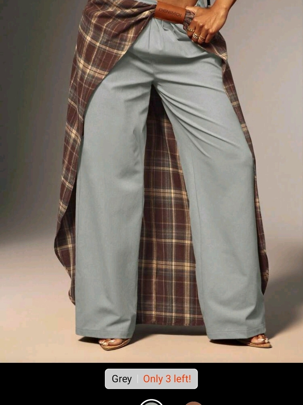 SHEIN Grey Wide-Leg Women's Pants And Shirt